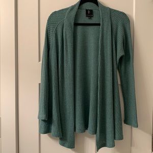 BOBEAU Green Grady Waffle Texture Cardigan
